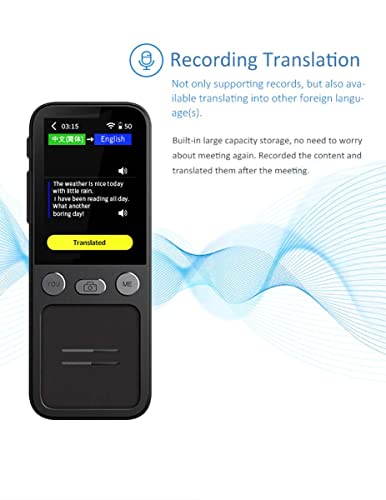 inBEKEA Language Translator Device - Internet Photo Translation Machine - Offline Translation Equipment - Online Recording - Ideal for Work, Study, and Travel - High Efficiency (A)