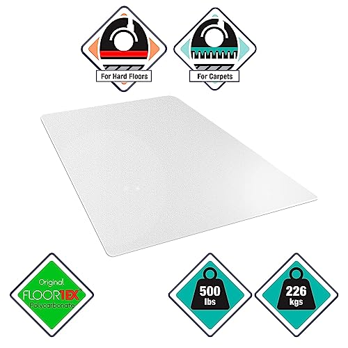 Floortex Cleartex Megamat 46" x 60" Chair Mat for Hard Floors & Carpets, Polycarbonate