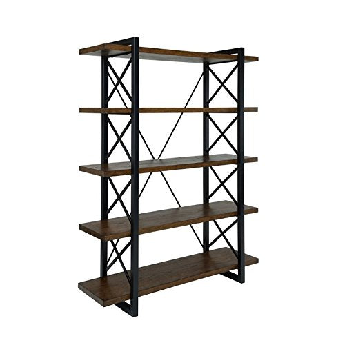 Furniture of America Linley V Industrial 5 Shelf Bookcase in Oak