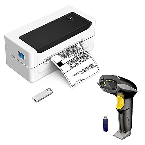 NADMAOO Bur3400 Thermal Label Printer and Bur3003 Wireless Barcode Scanner