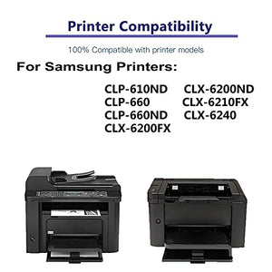 4-Pack (BK+C+Y+M) Compatible CLP-660ND, CLX-6200FX Printer Toner Cartridge High Capacity Replacement for Samsung CLP-K660A+ CLP-C660A+ CLP-Y660A+ CLP-M660A Toner Cartridge