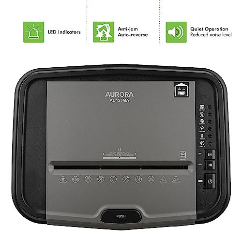 Aurora Professional Grade AU125MA Micro-Cut Paper Shredder - 120-Sheet Auto Feed - P-5 Security Level