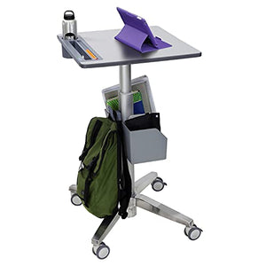 Ergotron LearnFit Mobile Standing Desk - Adjustable Height Small Rolling Laptop Sit Stand Desk - Grey