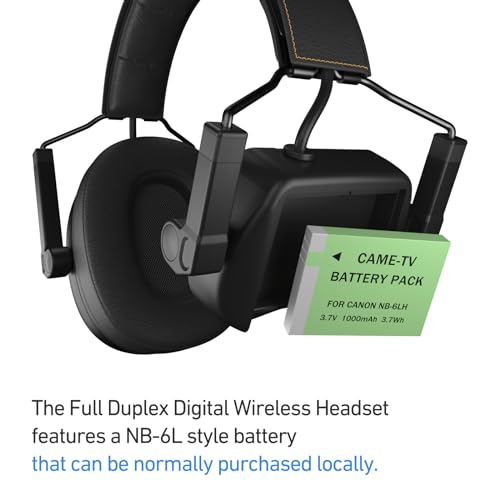 Came-TV Wireless Intercom Headsets System - Full Duplex Noise Cancellation - 1500ft Range - Single-Ear Headset - 7 People Team Communication