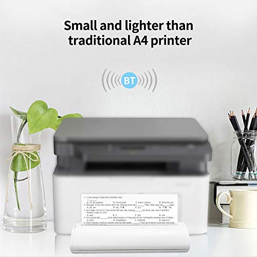 Docooler A4 Portable Thermal Printer BT Printer Built-in Battery Test Paper Document Photo Printer White US Plug