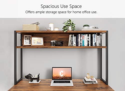 CubiCubi L-Shaped Desk with Hutch,59" Corner Computer Desk,Home Office Gaming Table Workstation with Storage Bookshelf,Dark Rustic