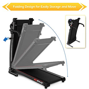 FYC Folding Treadmills for Home Compact Treadmill Electric Motorized Exercise Fitness Running Machine with Mobile Phone & Water Bottle Holder, 12 Preset Programs