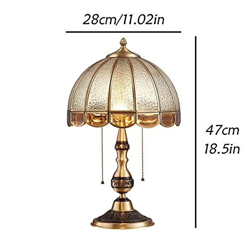 Copper European Desk Lamp with Glass Lampshade - Vintage Bedside Lamp