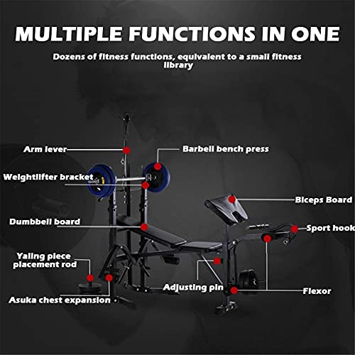 Amastore Olympic Weight Benches Adjustable Multifunctional Weight-Lifting Bed Body Workout Strength Training Weight-Lifting Machine Fitness Equipment for Home/Office/Gym（440lb）
