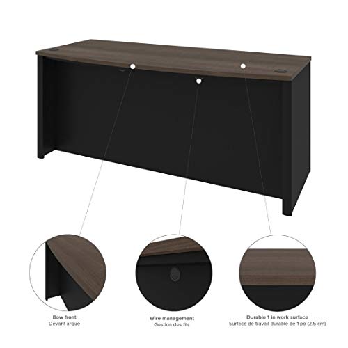 Bestar U-Shaped Executive Desk with Lateral File Cabinet and Hutch - 72W - Antigua & Black