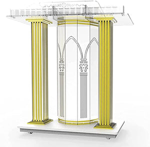 JOuan Acrylic Church Podium Stand with Wheels