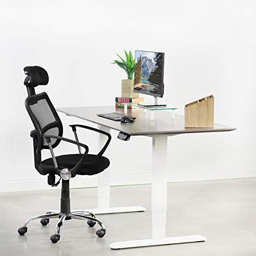 VIVO White Electric Dual Motor Stand Up Desk Frame with Cable Management Rack, Ergonomic Height Adjustable Standing DIY Workstation, DESK-V103EW
