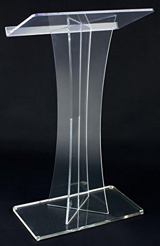 Displays2go Acrylic Conference Podium, Clear Speaker's Lectern with Base and Lip (LECTX)