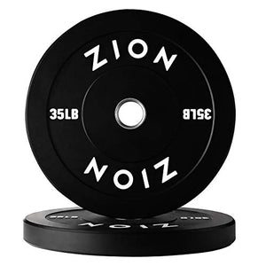 Zion Fitness Onyx 2 Inch 35 Lb Bumper Plates Set Olympic Weight Plates Rubber Bumper Weight Plate Pair, Stainless Steel Inserts Strength Training Plates Weight Lifting Plates