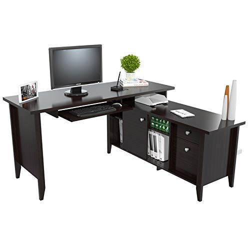 Inval ET-4315 L Shaped Computer Writing Desk, Brown