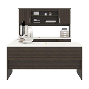 Bestar, Universel Collection, Executive Computer Desk with Pedestal and Hutch