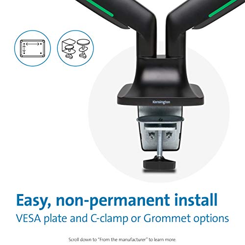 Kensington SmartFit® One-Touch Height Adjustable Dual Monitor Arm - Black (K59601WW)