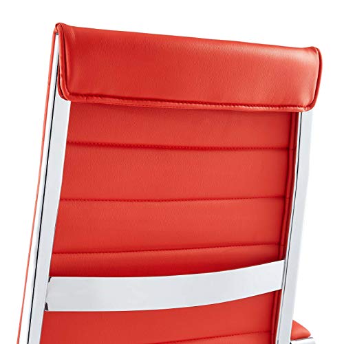 Modway Jive Ribbed High Back Tall Executive Swivel Office Chair With Arms In Red