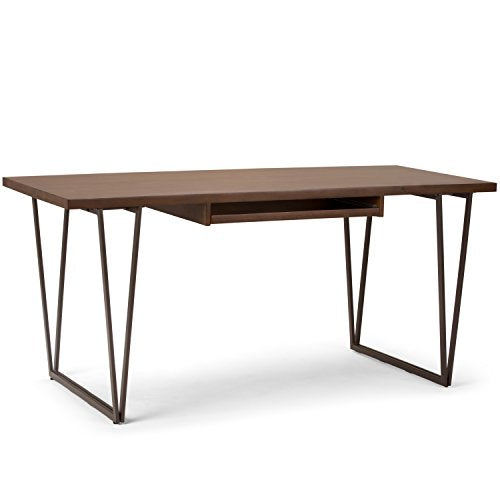 SIMPLIHOME Ryder SOLID WOOD and Metal Contemporary Modern 66 inch Wide Home Office Desk, Writing Table, Workstation, Study Table Furniture in Natural Aged Brown