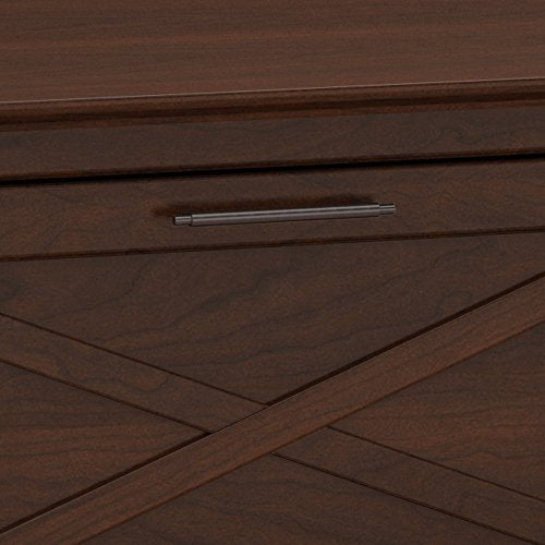Bush Furniture Key West 48W Writing Desk with 2 Drawer Lateral File Cabinet in Bing Cherry
