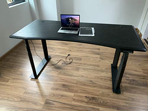 VWINDESK VJ401 Electric Height Adjustable Standing Corner Desk Frame - Four Motors, Memory Keypad (Black)