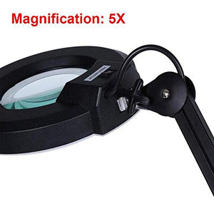 FBITE LED Magnifying Lamp with Clamp, Super Bright Magnifier Glass Lamp - Full Daylight Lens, Adjustable Swivel Arm Light