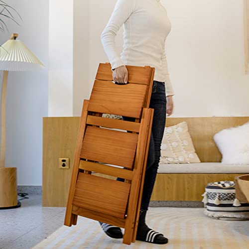 LUCEAE Folding Wooden Step Stool, Non-Slip Wide Tread, Portable Adult Footstool