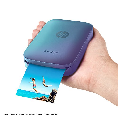 HP Sprocket Portable Photo Printer, Print Social Media Photos on 2x3" Sticky-Backed Paper - Blue (Z9L26A)