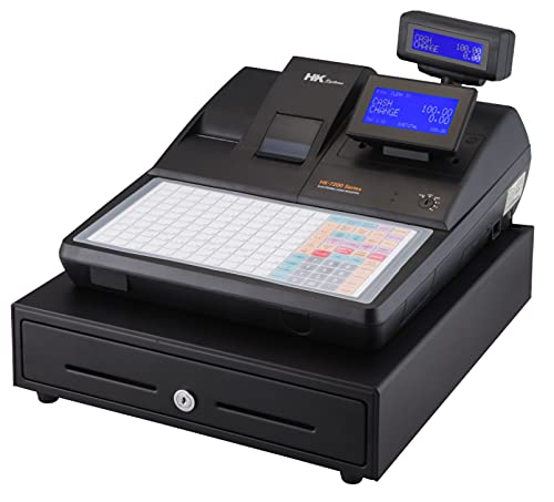 HK Systems HK-7200 Electronic Cash Register, 160 Keys Flat Keyboard, with Receipt and Journal Printers Commercial Machine Grade Electronic Thermal Receipt Printer Retail Business (HK-7200)