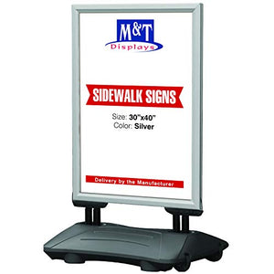 Outdoor Display Advertising Sidewalk Sign for 30x40 Inch Posters, Snap Open Frame, Double Sided, Water Base, High Wind Resistant with Spring Base
