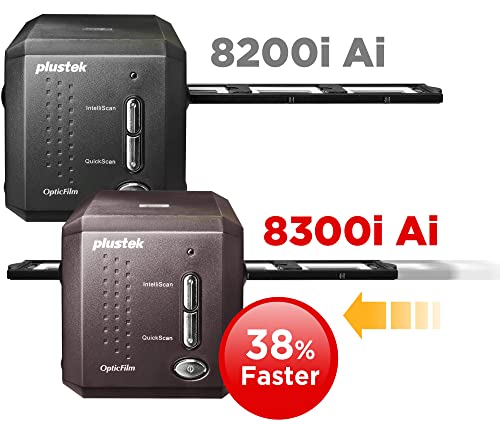 Plustek OpticFilm 8300i Ai Film Scanner - Converts 35mm Film & Slide to Digital, Bundle SilverFast Ai Studio 9 + QuickScan Plus, IT8 Calibration Target (3 Slide)