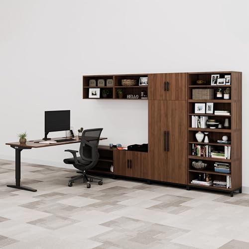 UPLIFTDESK MoPac Stacked Storage (White) - 5 Cabinets High, Brushed Nickel Handles