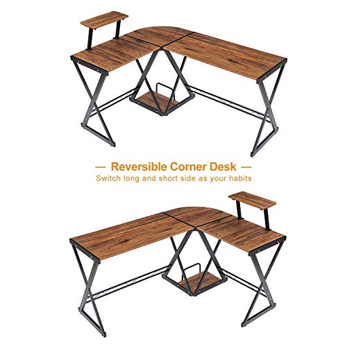 GreenForest L Shaped Desk 64”x50” with Bookshelf, Gaming Computer Corner Desk Studio Table Pc Workstation for Home Office Writing Table with CPU Stand
