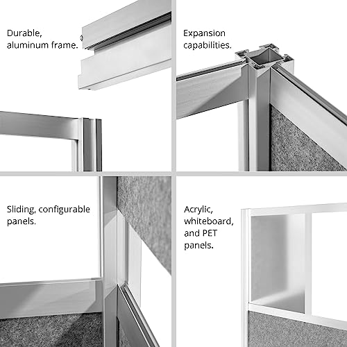 S Stand Up Desk Store Workflow Modular Wall Bundle | Expandable Office Partition System with Whiteboard, Acrylic & Sound Absorbent Panels | (2) 53in x 70in Walls