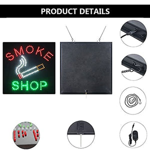 LED Smoke Shop Sign for Business, Super Bright LED Open Sign for Smoke Shop Electric Advertising Display Sign for Tobacco Shop Vaporizer Store Business Shop Store Window Home Decor. (24" x 24")