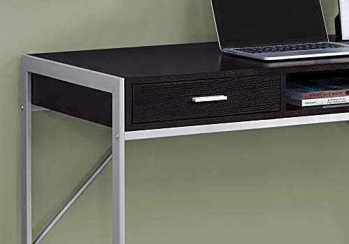 Monarch Specialties Contemporary Laptop Table with Drawers and Shelf Home & Office Computer Desk-Metal Legs, 48" L, Cappuccino