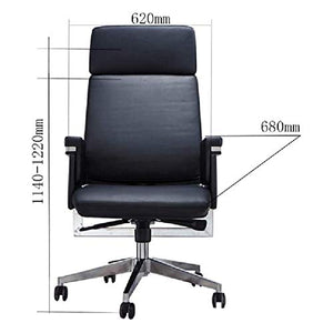 HJJWL Executive Leather High-Back Office Desk Chair with Casters, Black