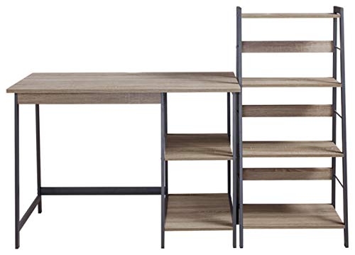 Signature Design by Ashley Homestar 2 Piece Laptop Desk & 4-Shelf Bookcase Set, 43" x 23.6" x 47"/20" x 14" x 44", Reclaimed Wood