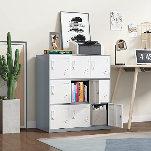 Metal Storage Cabinet with Card Slot - White+Gray 37.8" L*37.8" W*4.33" H
