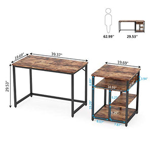 Tribesigns Computer Desk with Printer Stand, Home Office Desk with Storage Shelf-Left or Right Set Up, 59 inch Study Writing Table Workstation Rustic Brown