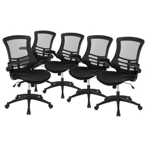 Flash Furniture Kelista Mid-Back Swivel Ergonomic Task Office Chair Set of 5 - Black Mesh