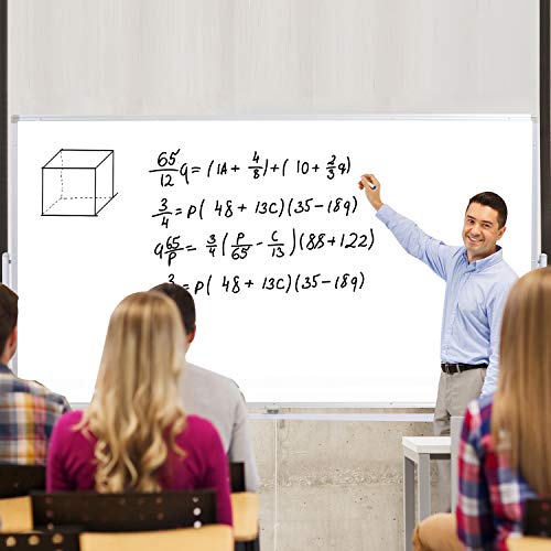 Mobile Whiteboard with Stand - 72x40 Double Sided Dry Erase Board with Stand, Large White Board on Wheels for Office, Rolling Magnetic Whiteboard with Pen Tray for Meeting, Training by CALENBO