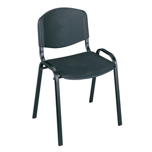 Safco Contour Stacking Chairs, Black w/Black Frame, 4/Carton - Furniture & Accessories