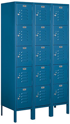 Salsbury Industries 65355BL-U Five Tier Box Style 36-Inch Wide 5-Feet High 15-Inch Deep Unassembled Standard Metal Locker, Blue