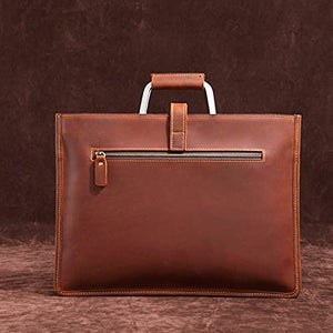 YLHXYPP Zipper Briefcase for man Bag Messenger Office Bags Leather Laptop Bag 14 Inch Computer briefcase (Color : Brown, Size : 28x38cm)