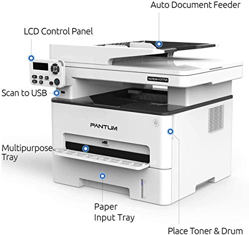 Pantum Multifunction (Print Copy Scan) Monochrome Laser Printer with Wireless Duplex Two-Sided Printing, Networking & USB 2.0(33PPM, M29DW-W5M23A)