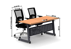 Team Tables Folding Training Seminar Classroom Tables Model 2688 Beech with Industrial Caster Z-Base, Modesty Panel, Shelf, Power + USB Outlet (Seating Included)