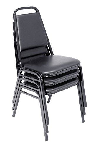 Cain 42" Square Breakroom Table- Mahogany & 4 Restaurant Stack Chairs- Black
