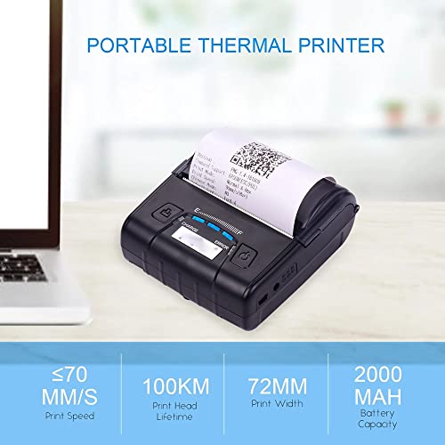 Portable 80mm Thermal Receipt Printer Handheld Barcode Printer USB BT ESC/POS Command