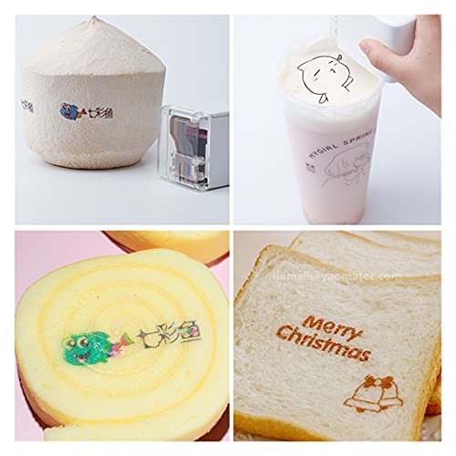 Label Printer Machine Coffee Print Portable Inkjet Printer Handheld Edible Food Printer in Biscuit Bread Cake Coffee Mold Latte Baking Mold Printer